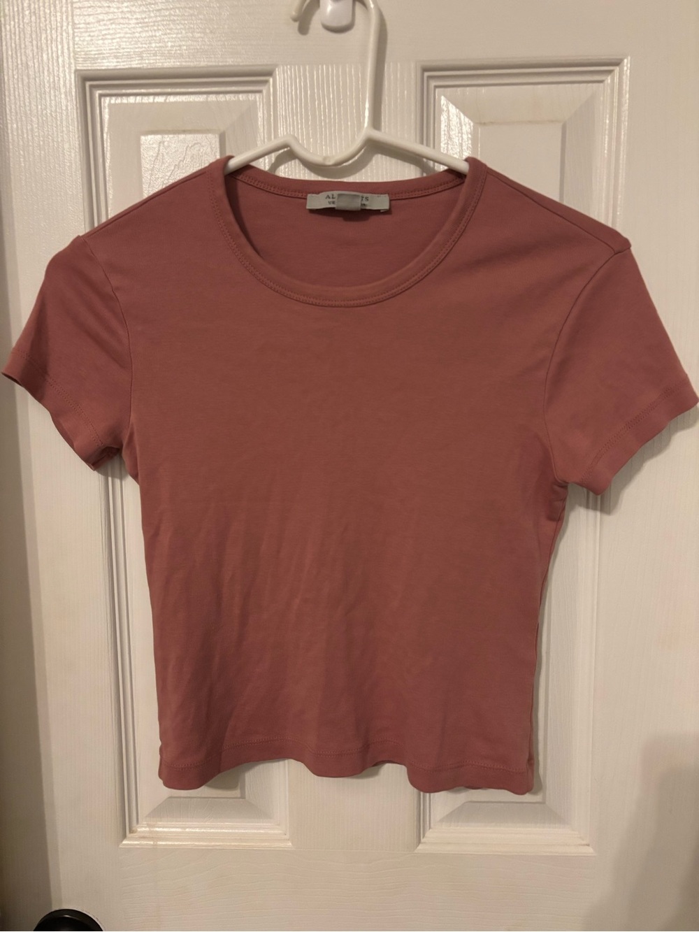 AllSaints Short Sleeve Crewneck Tee in Mauve